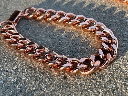 Pure Solid Copper Bracelet Arthritis Cuban Chain Curb Link Rider Bracelet CJ16 - Picture 10 of 10