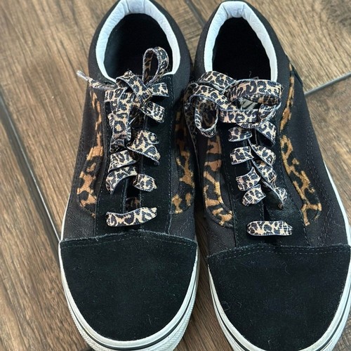 VANS OLD SKOOL LEOPARD FUR BLACK YOUTH - Picture 3 of 5