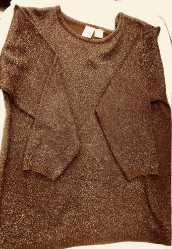 SCHÖNER STRICKPULLOVER SCHIMMER BRAUN/GOLD GR. S-M - Bild 9 von 12