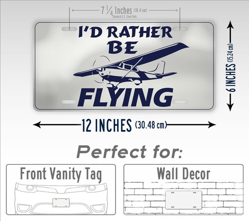 I'd Rather Be Flying License Plate Cessna Pilot Aviation Airplane Tag Propeller - 第 2/5 張圖片