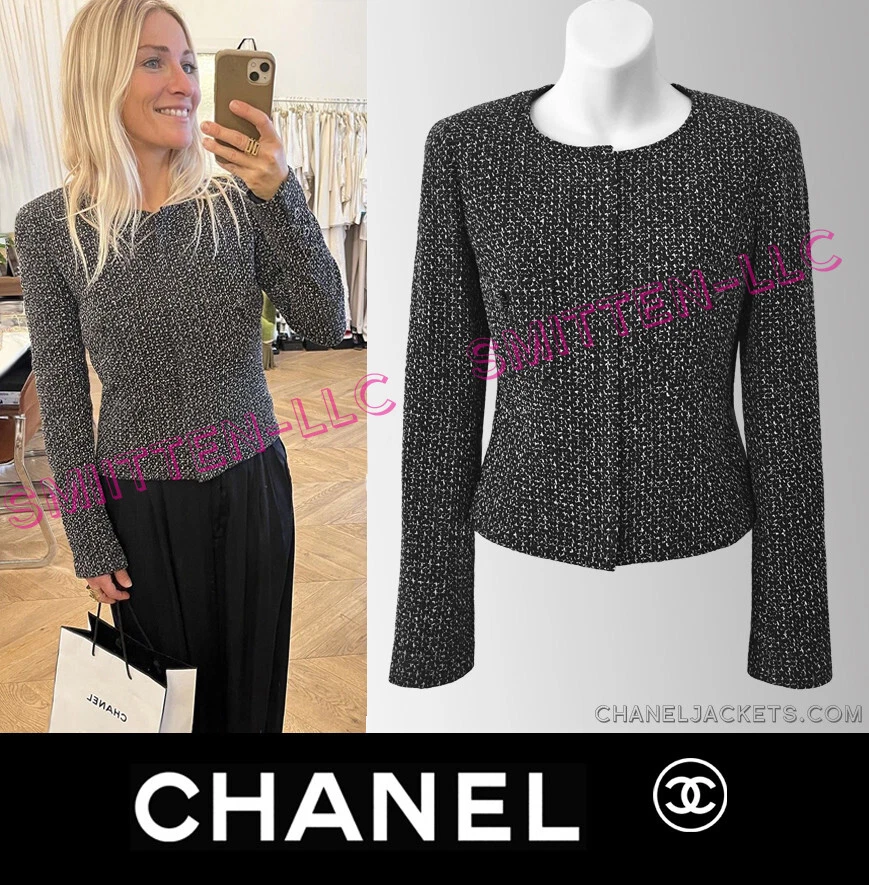 GIACCA CHANEL Tweed Adattata in Bianco e Nero $4.465 * FR 36 US 2 ~ INCONTAMINATA