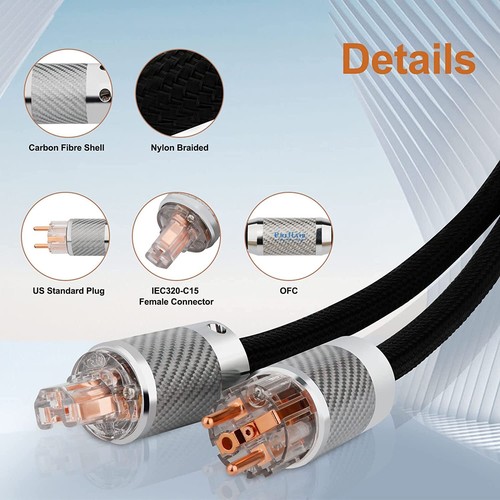 Audiophile EU Version Power Cable Braided Power Cord with Gold Plated Connectors - Bild 18 von 28