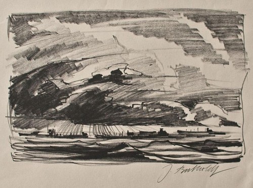 Jochen Bertholdt Neujahrsgrafik Landschaft Ostdeutsche Kunst Lithografie 1986