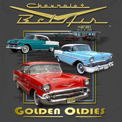 Joe Blow T's Chevy Bel Air Golden Oldies Men's T-Shirt Tri-Five 1955 1956 1957 - Picture 2 of 3