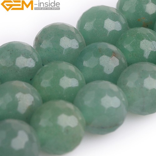 Natural Faceted Green Aventurine Jade Stone Round Beads Loose Jewelry Making - Picture 27 of 38