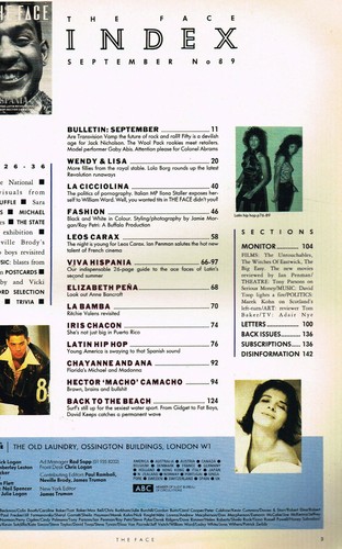 THE FACE #89 9/1987 VIVA HISPANIA Hector Camacho IRIS CHACON Cicciolina @ AS NEW - Picture 8 of 8