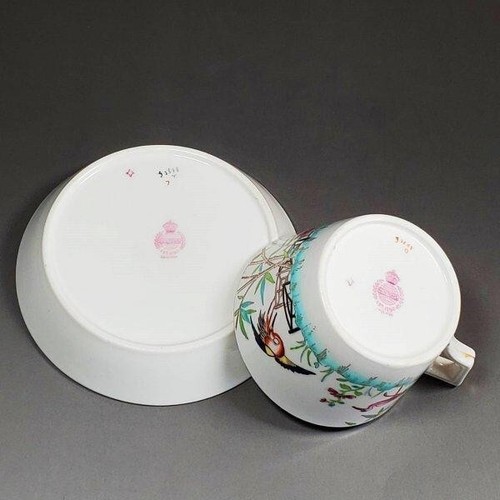 Antike Minton Chinoiserie Vogel und Blumenmuster Tasse und Untertasse aus Japan - Bild 8 von 12