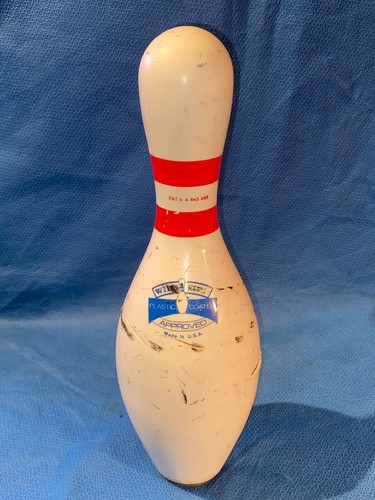Vintage AMF Bowling Pin Wood with Plastic Coat Made in USA Loc H - Picture 4 of 10