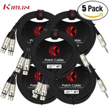 5-PACK Kirlin 3FT 3.5mm TRS - Dual XLR Female Y-Patch Splitter Cable Y-371 PR-03