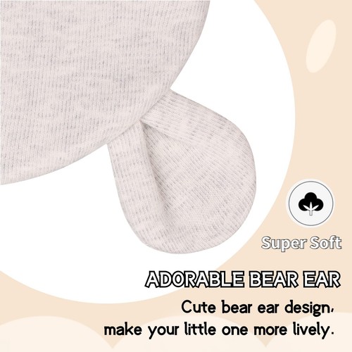 Newborn Baby Girls Hospital Hat Thick Cute Bear Ear Cotton Baby Boy Beanie fo... - Picture 2 of 6
