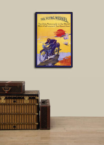 1913 The Flying Merkel Vintage Style Motorcycle Poster - 24x36 - Picture 3 of 3