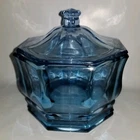 Indiana Glass Concord Candy Box Cover Candy Dish Lid pastel Blue Octagonal VTG