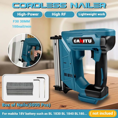 Brushless 30mm 18 Gauge Brad Nail Gun Cordless Stapler Nailer For Makita Battery - Picture 2 of 16