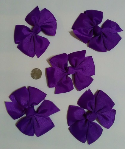 5 pcs purple girl hair clip pin bow Barrette kids girl handmade 5pcs hair bow - Picture 4 of 6