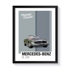 Mercedes Benz SL 230, Classic Cars, Printable Poster, Wall Art For Classic Car