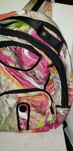 KIPLING JABIBO BACK PACK BP2036 903 TIE DYE PAINT PINK GREEN ORANGE BLACK TRIM - Foto 5 di 16