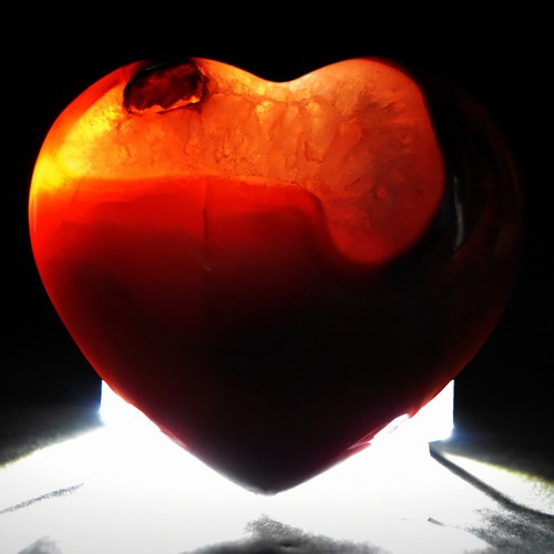 3.5" Red Orange Carnelian Puffy Heart Natural Banded Agate Crystal - Madagascar - Picture 6 of 6