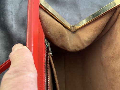 Damen Vintage Marquessa rote Lederhandtasche mit Wildlederfutter - Bild 11 von 11