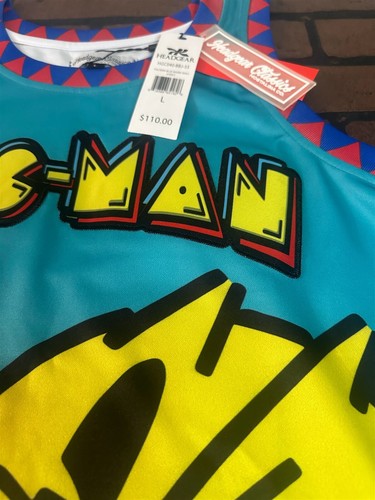 Camiseta deportiva de baloncesto PAC MAN Blue Headgear Classics ~Nunca usada~ S L - Imagen 5 de 6