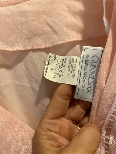 Vintage Gunne Sax Jessica McClintock Wedding Prom Dress Pink Satin Floral Lace 3 - Picture 8 of 9