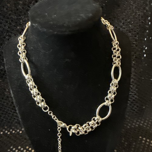 Vintage Silver Tone Double Chain Necklace Chain  - Picture 5 of 7
