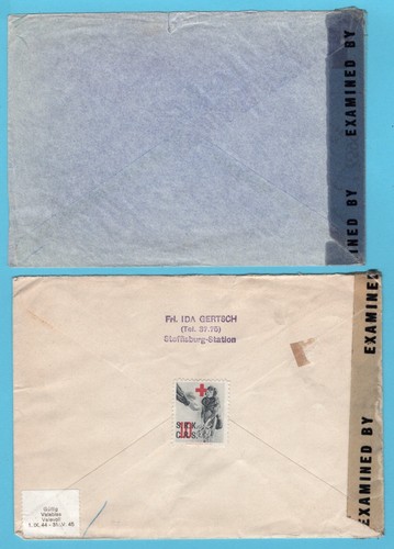 SWITZERLAND 2 censored air covers 1945 Steffisburg, Thun to Elsah, USA - Picture 2 of 2