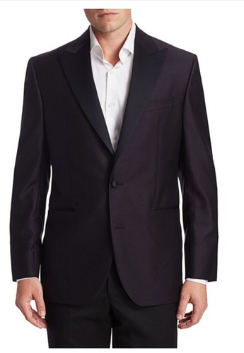 Chaqueta de esmoquin de lana borgoña Saks Fifth Avenue para hombre talla 44R - Imagen 6 de 12