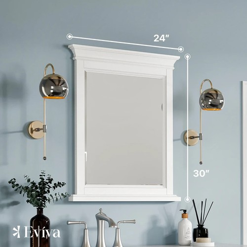 Eviva Britney 24" x 30" Rectangular White Wooden Framed Mirror - Picture 7 of 8