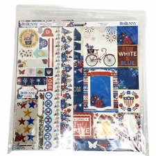 BO BUNNY Back to Basics Scrapbook Kit FREEDOM Stickers Paper 12x12 Patriotic 