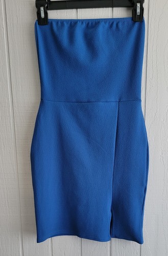 NEU Nasty Gal Polyester Elastain blau trägerloses Kleid Gr. 8 - Bild 3 von 10
