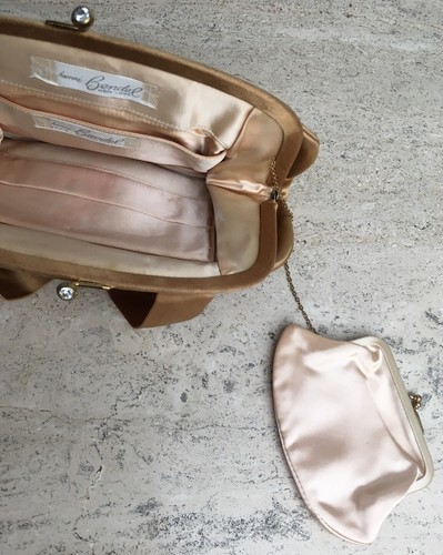 Vintage Henri Bendel Gold Silk 1950's Evening Handbag Bag Clutch Purse - Picture 6 of 10