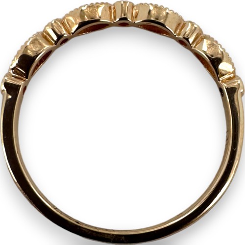 Rose Gold CZ Cubic Zirconia Fashion Milgrain Shapes Half Eternity Band - Picture 5 of 6