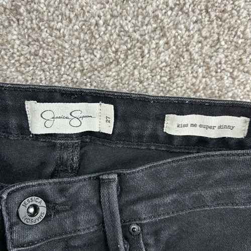 Jessica Simpson Women's Super Skinny Jeans Size 27 Black Mid Rise Stretch - Picture 10 of 11