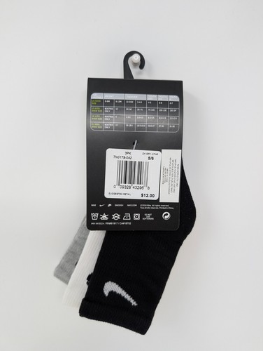 Nike Niños 3 Pares Jóvenes Atletas Calcetines Talla: 5/6 TN0179-042 Nuevo B1 (A27T) - Imagen 3 de 5