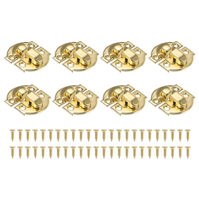 8 Pack Small Metal Vintage Box Toggle Latch with Mounting Screw, Gold