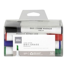 Office Depot Low-Odor Dry-Erase Markers, Chisel Point, Assorted, 12-Pack