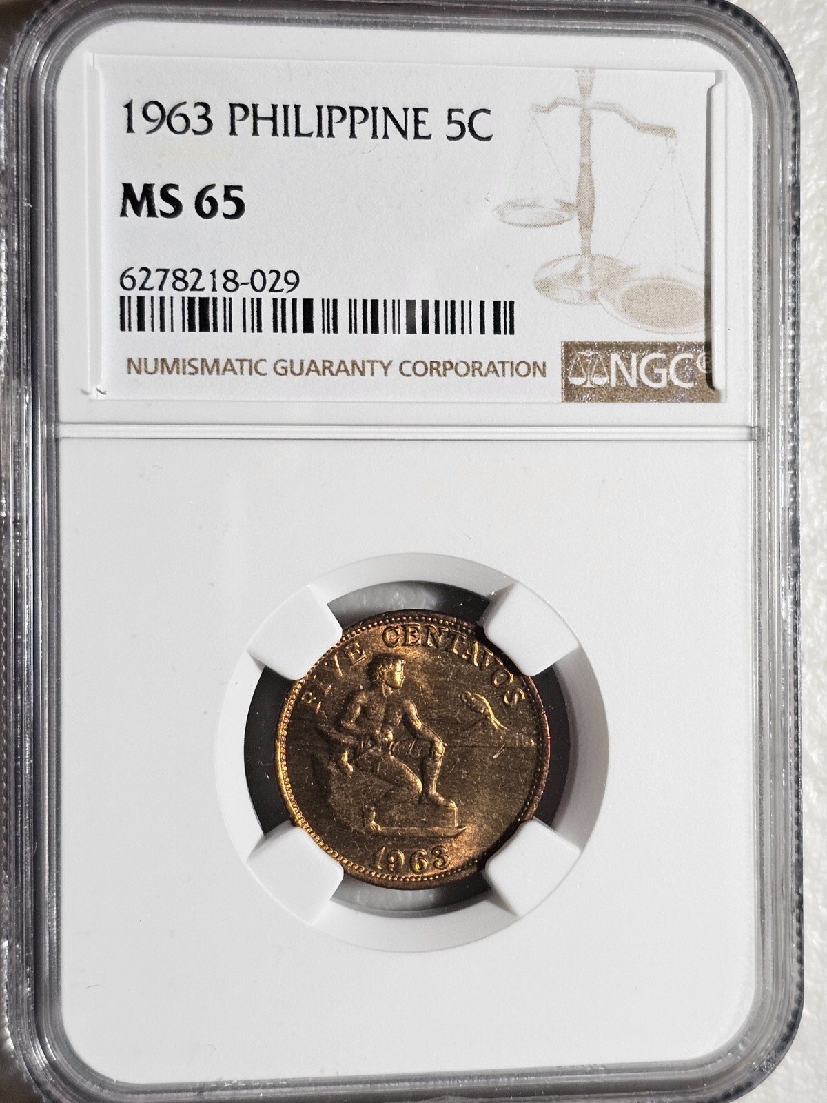 Philippines 5 Centavos 1963 NGC MS 65
