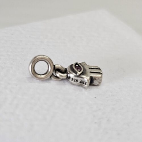 Pandora Me My Hamsa Hand Dangle Purple CZ Sterling Silver Charm 798361 Free Post - Picture 9 of 13