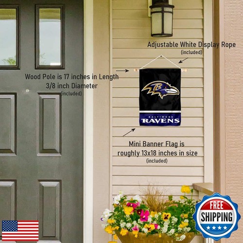 Baltimore Ravens Banner Window Wall Hanging Flag with Suction Cup - Picture 4 of 5