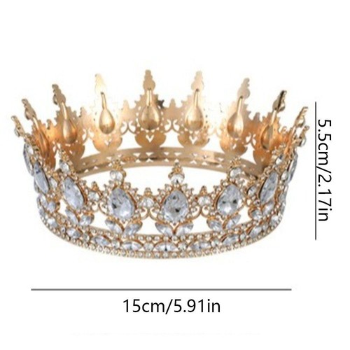 Rhinestone Baroque Pageant Crowns Crystal Cake Topper Birthday Party UK - Picture 2 of 22
