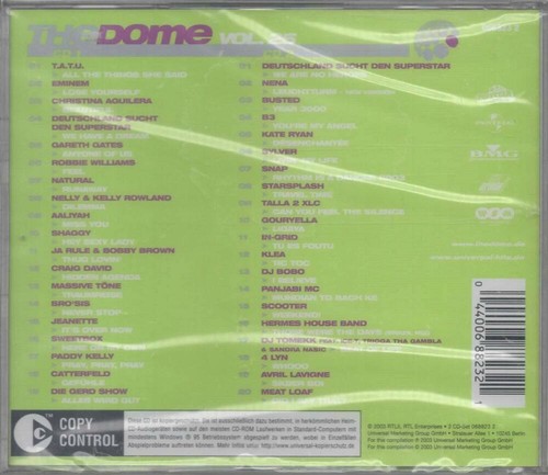 The Dome Vol.25 NEU 2CDs Nena Shaggy Snap Christine Aguilera Scooter Panjabi MC - Bild 2 von 2