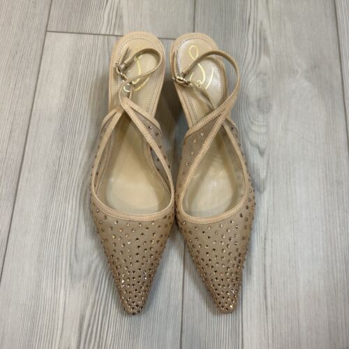 NEW Sam Edelman Bianka Mesh Slingback Heel Shoes Size 9.5 Crystals Pointed Toe - Picture 3 of 8