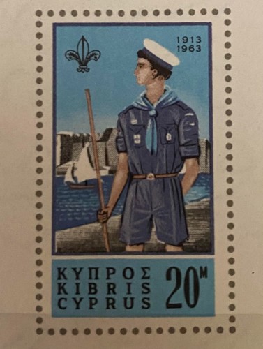 50th Anniversary of Cyprus Boy Scouts Year 1963 , 1st miniature sheet VERY RARE - Picture 5 of 8
