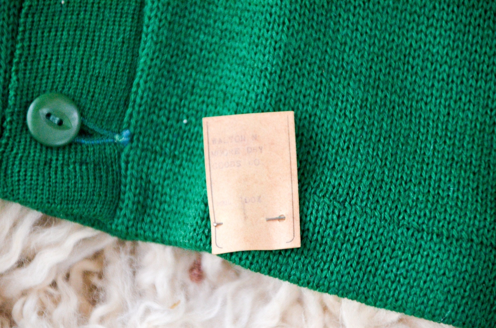 1950s Deadstock Cardigan Sweater Green Wool Knit … - image 2