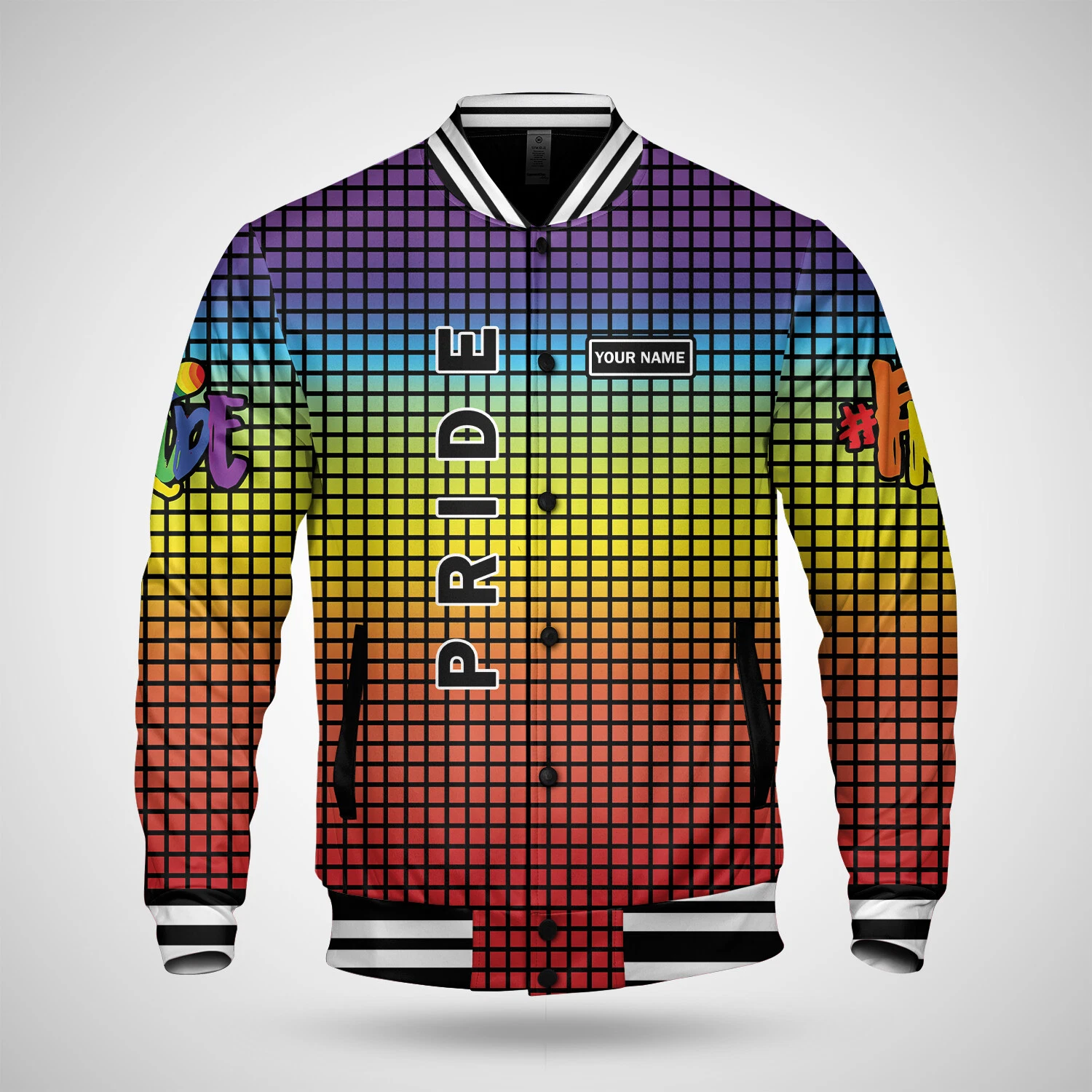 Personalized LGBT Pride Checkerboard Pattern Gay Lesbian Rainbow Jacket