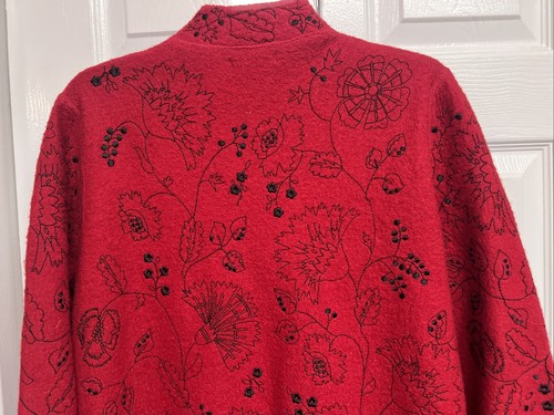 Carole Little Vintage 100% Wool Embroidered Braided Button Sweater Size Medium - Picture 12 of 18