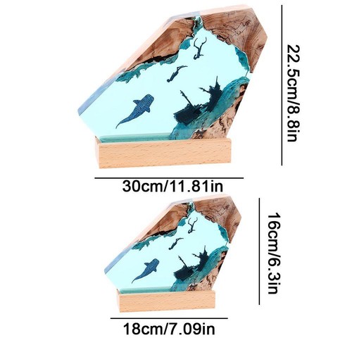 Nachtlicht Ozean Kunst Ornament Nachtlicht Epoxidharz Tiefblaues Meer Fast WCK - Bild 13 von 15