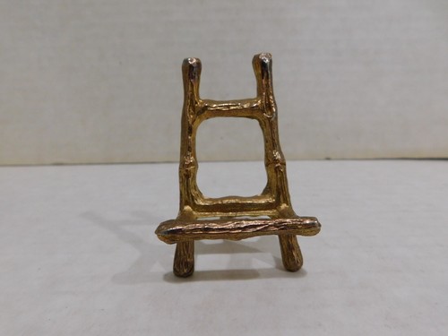 Vtg Miniature Brass Bamboo Easel Display Stand Photos Book Art Table Top 2.75" - Picture 2 of 5