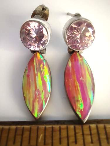 RAR Maria Pineda MPG Taxco 950 Sterling Silber Feueropal? Ohrringe - Bild 4 von 5