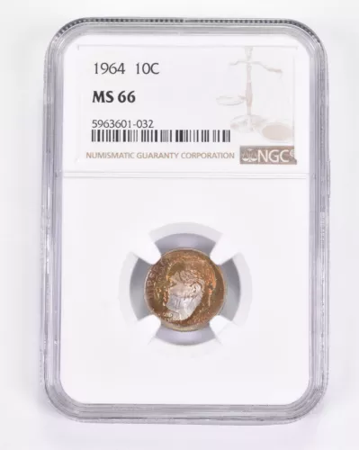 MS66 1964 Roosevelt Dime - Graded NGC Toned! *9012